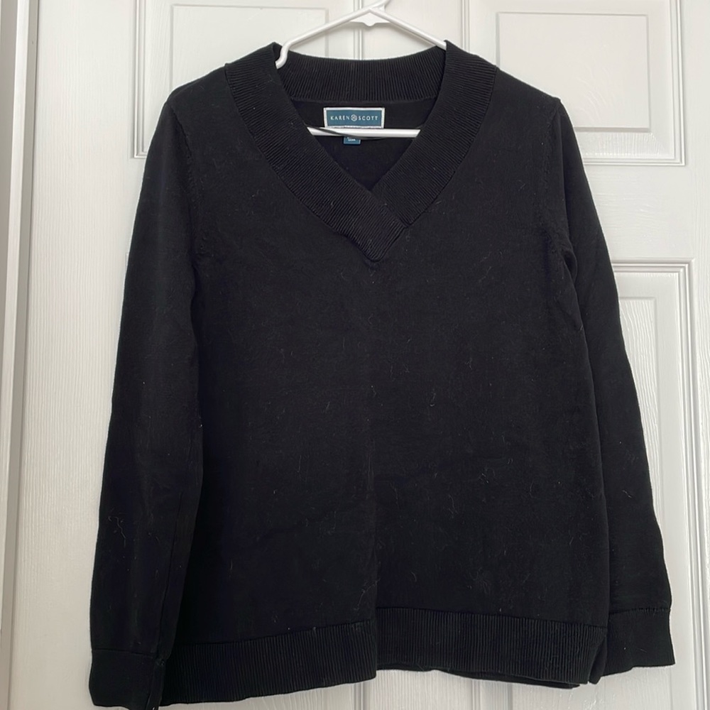 NWT Black V-Neck Cotton Sweater